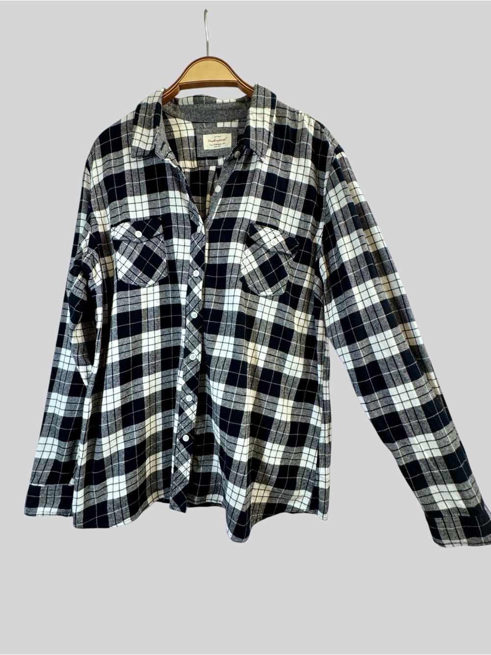 Weatherproof Vintage Women’s Black Plaid Cotton Flannel Shirt Size XXL
